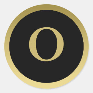 O :: Monogramme O Élégant Sticker Or et Noir