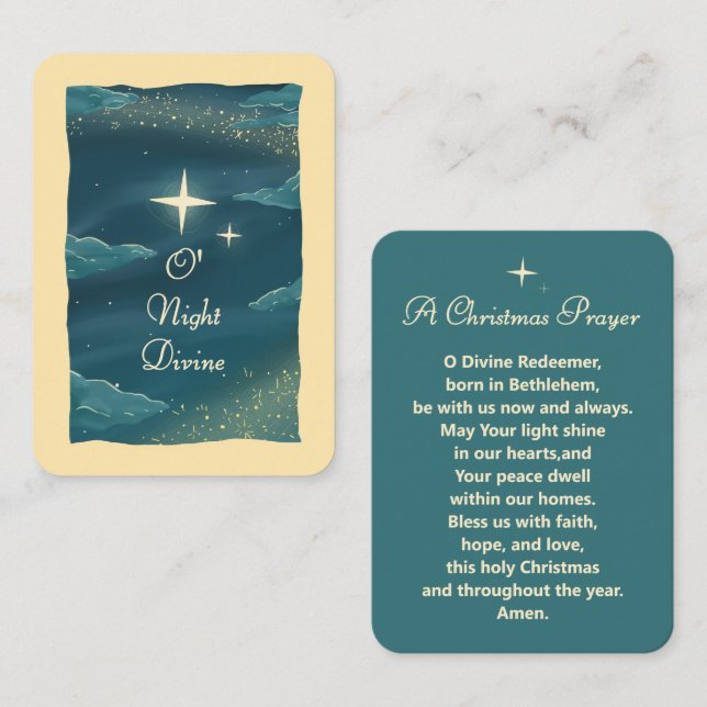 O Night Divine Christmas Prayer Card  (Front/Back)