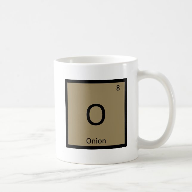 O - Onion Vegetable Chemistry Periodic Table Coffee Mug (Right)