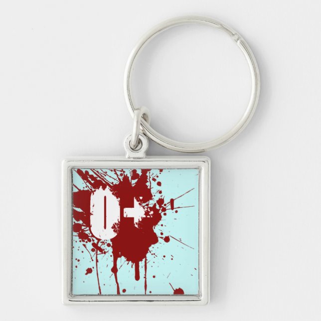 O Positive Blood Type Donation Vampire Zombie Keychain (Front)