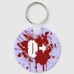 O Positive Blood Type Donation Vampire Zombie Keychain