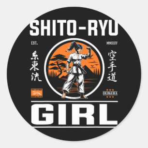 O Ryu Girl Precision And Style In Karate Design! Classic Round Sticker