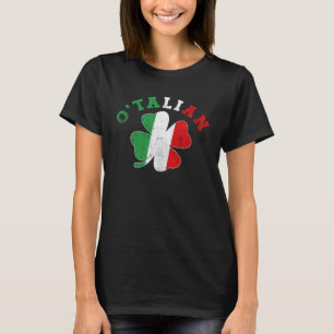 O talian St Patricks Day Shamrock Italian Italy Fl T-Shirt
