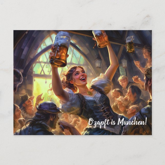 O zapft is München Gruß Bierfest Postcard (Front)