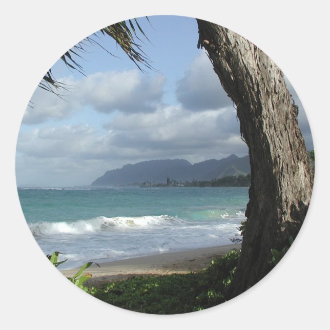 Oahu Beach Classic Round Sticker (Front)