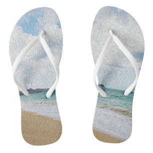 Oahu Hawaii Beach Digital Art Oil Painting Flip Flops