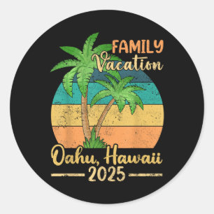 Oahu Hawaii Beach Family Vacation 2025 Summer Classic Round Sticker