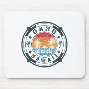Oahu Hawaii Beach Summer Vacation Vintage Sunset Mouse Pad