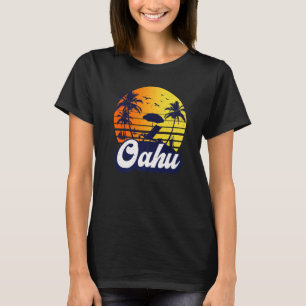 Oahu Hawaii Hawaiian Sunset Beach Retro Premium T-Shirt
