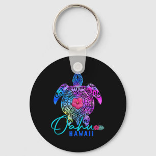 Oahu Hawaii Hawaiian Tie Dye Sea Turtle Vacation S Keychain