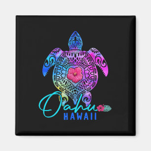 Oahu Hawaii Hawaiian Tie Dye Sea Turtle Vacation S Magnet