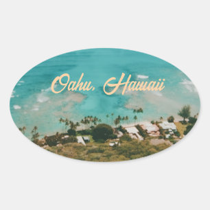 Oahu Hawaii Island Travel Souvenir Oval Sticker