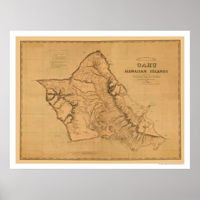 Oahu Hawaii Railroad Map 1881 Poster (Front)