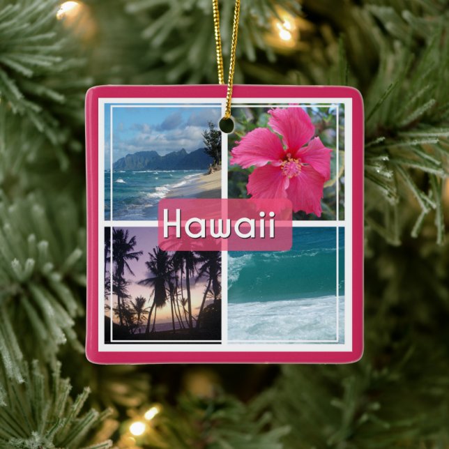 Oahu, Hawaii Seascape Ceramic Ornament (Tree)