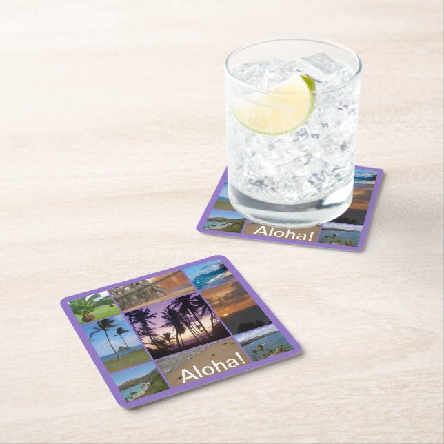Oahu, Hawaii Square Paper Coaster (Insitu)