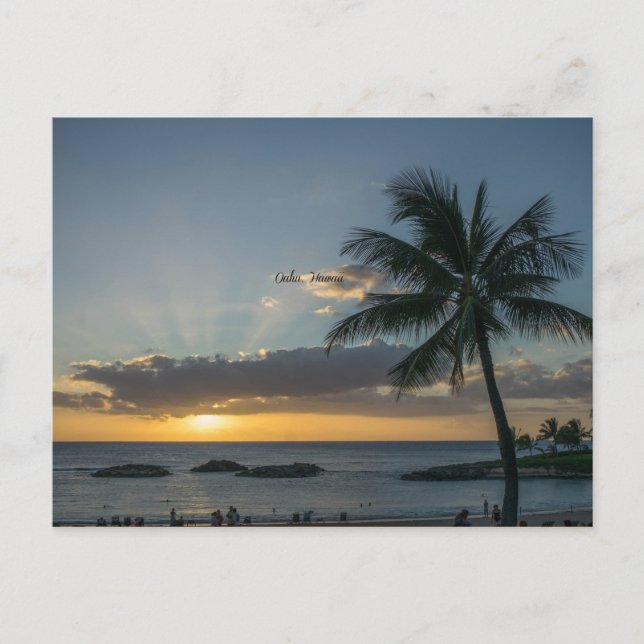 Oahu, Hawaii sunset Postcard (Front)