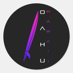 Oahu Hawaii - Surfing - Beach - Stylish Oahu _1 Classic Round Sticker