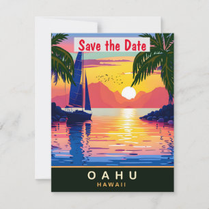 Oahu, Hawaii, Travel Postcard,  Save The Date