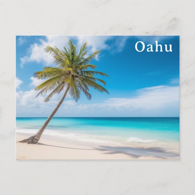 Oahu Hawaii Tropical Beach Palm Tree Travel Postcard (Front)
