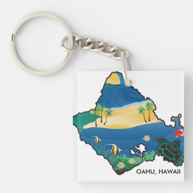 Oahu Hawaii Turtle Keychain (Front)