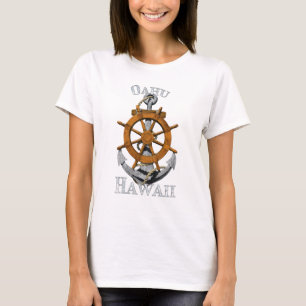 Oahu Hawaii Vacation Nautical Anchor Helm Sailing T-Shirt