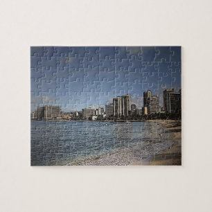 Oahu Hawaii Waikiki beach scene puzzle