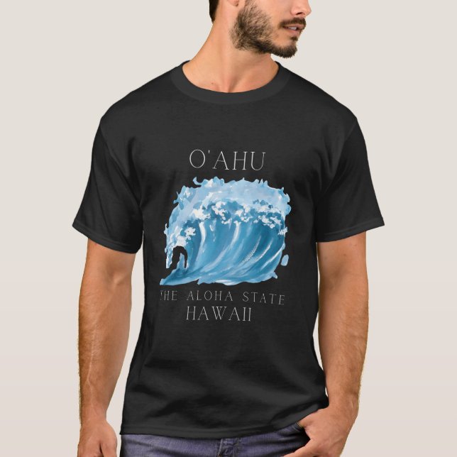 O'Ahu Hawaii Wave Aloha State T-Shirt (Front)