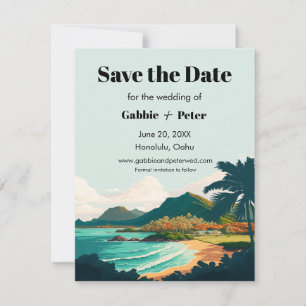 Oahu Hawaii Wedding Save the Date Invitation