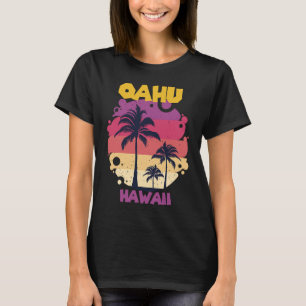 Oahu Palm trees Hawaii Vacation Ocean Surfing T-Shirt