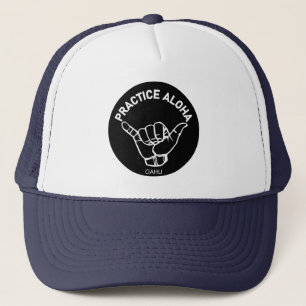 Oahu - Practice Aloha Shaka (Hang loose) Trucker Hat
