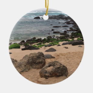 Oahu’s North Shore and Sea Turtle Ceramic Ornament