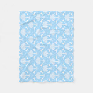 Oak and Deer Blue Fleece Blanket (Horizontal)