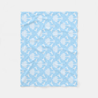 Oak and Deer Blue Fleece Blanket (Horizontal) 