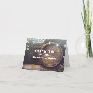 Oak Barrel Rustic Barn Wedding Thank You Card