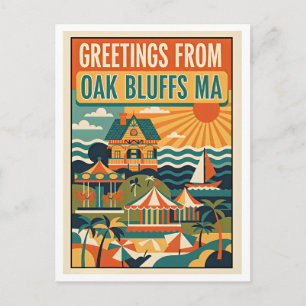 Oak Bluffs MA Retro Art Print Postcard