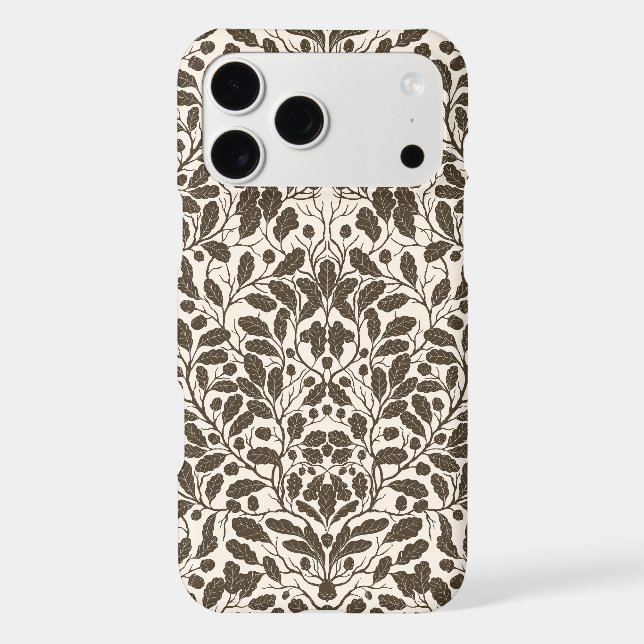 Oak branches and leaves, damask pattern in brown a (Back)