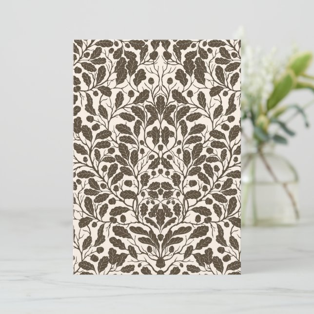 Oak branches and leaves, damask pattern in brown a (Standing Front)