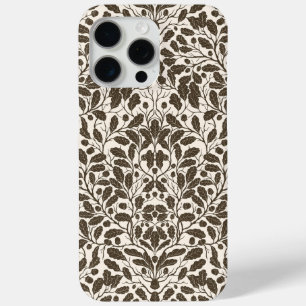 Oak branches and leaves, damask pattern in brown a iPhone 15 pro max case