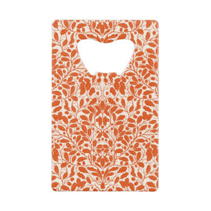 Oak branches and leaves, damask pattern in dark or credit card bottle opener