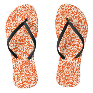 Oak branches and leaves, damask pattern in dark or flip flops