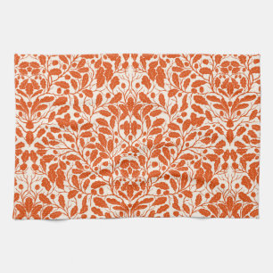 Oak branches and leaves, damask pattern in dark or kitchen towel