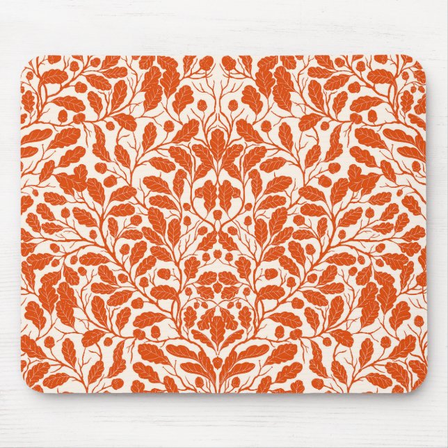 Oak branches and leaves, damask pattern in dark or mouse pad (Front)