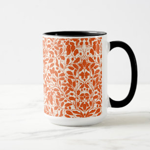 Oak branches and leaves, damask pattern in dark or mug