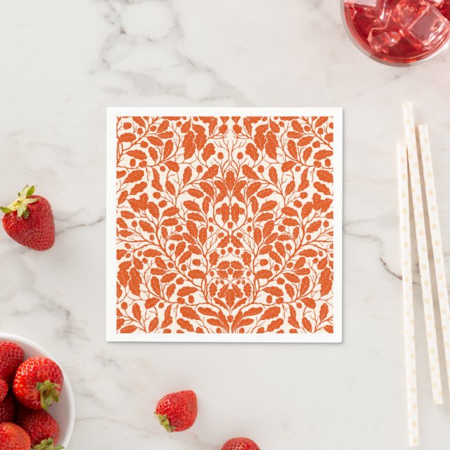 Oak branches and leaves, damask pattern in dark or napkin (Insitu)