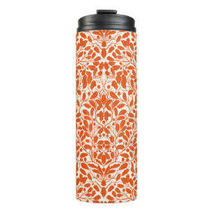 Oak branches and leaves, damask pattern in dark or thermal tumbler
