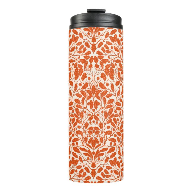 Oak branches and leaves, damask pattern in dark or thermal tumbler (Front)