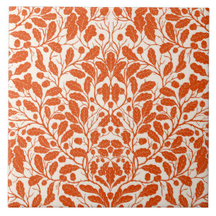 Oak branches and leaves, damask pattern in dark or tile