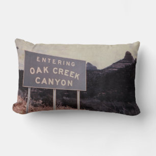 Oak Creek Canyon, Retro Arizona Desert Landscape Lumbar Pillow