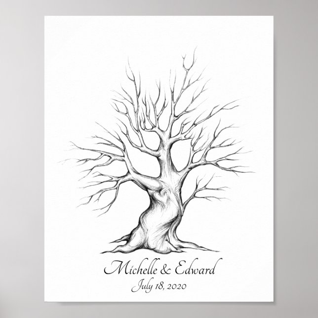 Oak Fingerprint Tree For Anniversary Poster (Front)