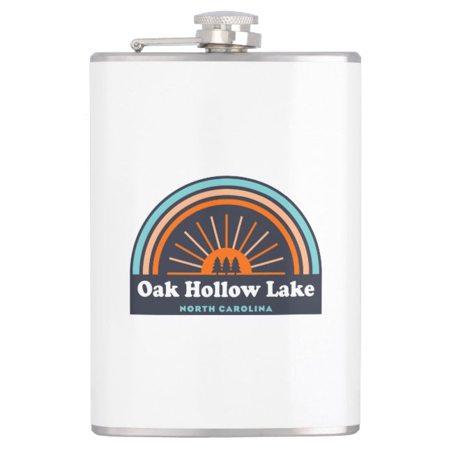 Oak Hollow Lake North Carolina Rainbow Hip Flask (Front)